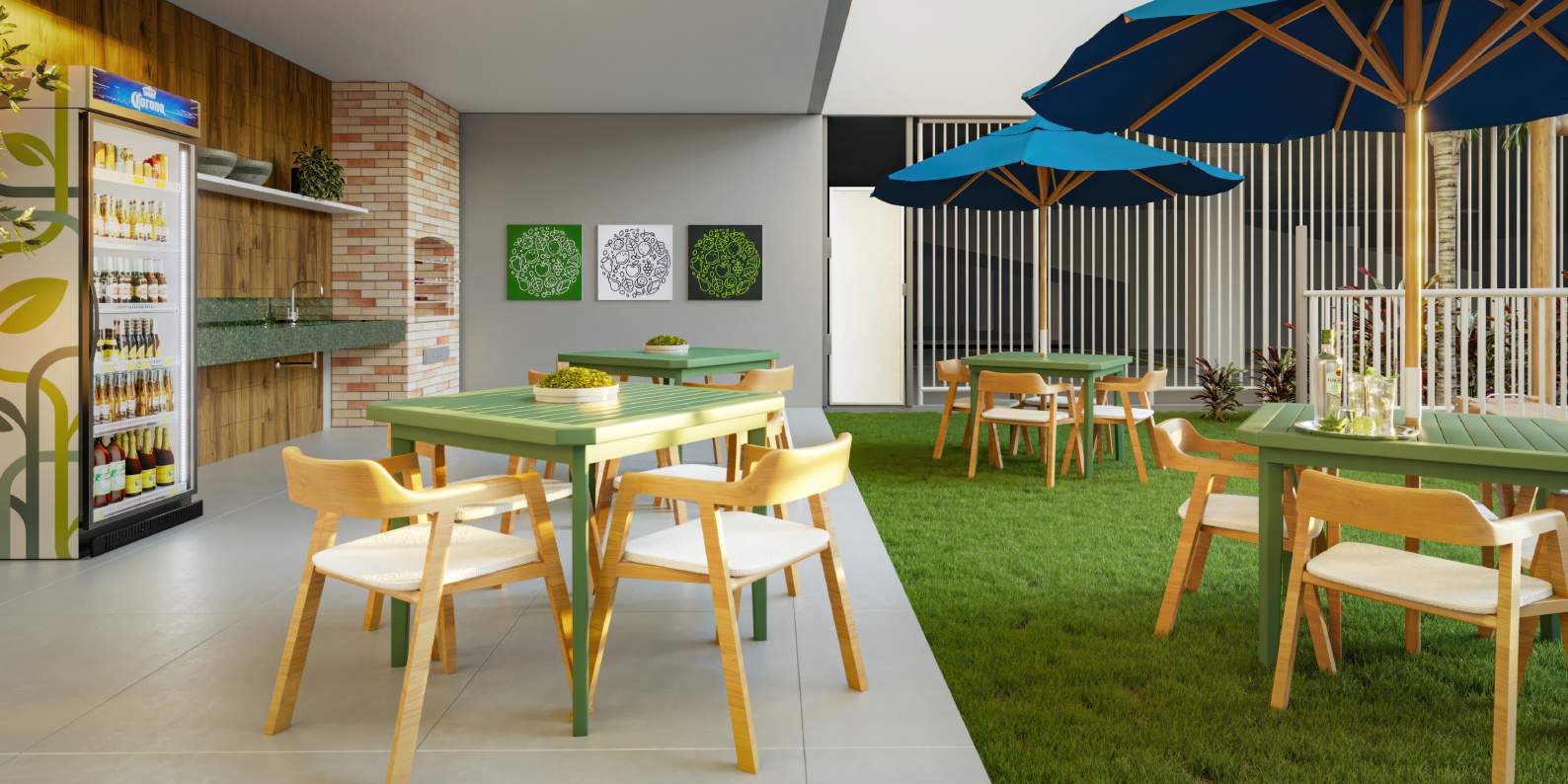 Perspectiva artística do espaço gourmet do Vitale Residencial