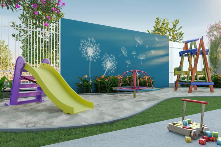 Perspectiva artística do playground infantil do Vitale Residencial